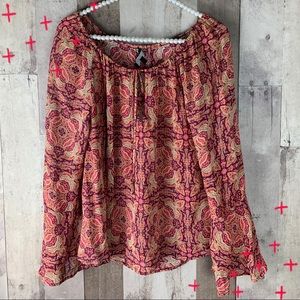 Sanctuary Paisley red, purple and tan blouse size XS